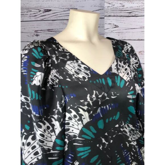 BCBG generation sheath dress, balloon sleeves  in black with green, blue size 6 - Picture 5 of 12